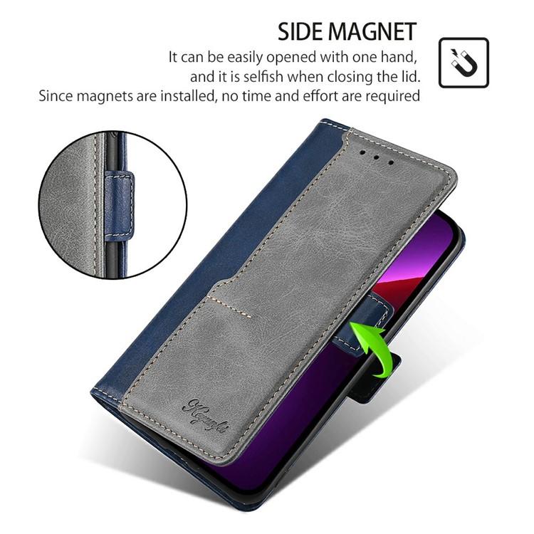 Funda de cuero con hebilla lateral en color de contraste para Samsung Galaxy S25 Ultra 5G (azul y gris)