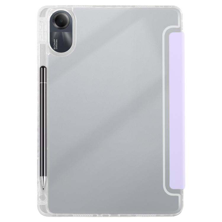 Funda de cuero acrílico transparente deformable para Redmi Pad SE 11 2025/Pad 2 (morado)
