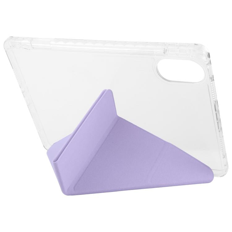 Funda de cuero acrílico transparente deformable para Redmi Pad SE 11 2025/Pad 2 (morado)