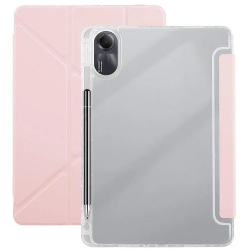 Funda de cuero acrílico transparente deformable para Redmi Pad SE 11 2025/Pad 2 (rosa)