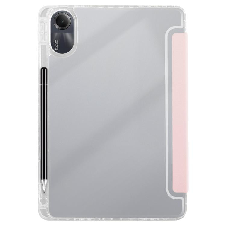 Funda de cuero acrílico transparente deformable para Redmi Pad SE 11 2025/Pad 2 (rosa)