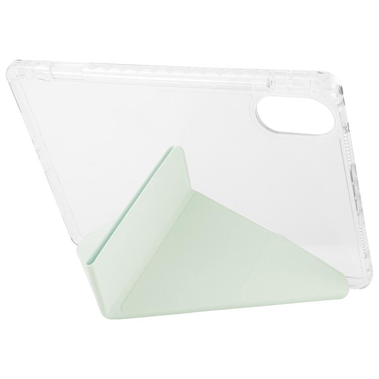Funda de cuero acrílico transparente deformable para Redmi Pad SE 11 2025/Pad 2 (verde claro)
