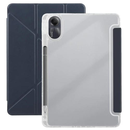 Funda de cuero acrílico transparente deformable para Redmi Pad SE 11 2025/Pad 2 (azul oscuro)