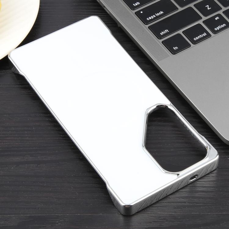Funda de PC MagSafe antirreflejos, esmerilada, sin marco y galvanizada para Samsung Galaxy S25 Ultra 5G (blanco plateado)