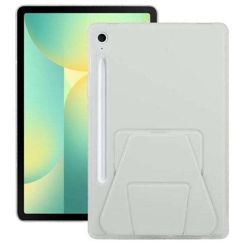 Funda plegable con soporte magnético y parte trasera de cuero acrílico para Samsung Galaxy Tab S10 FE/S9 (gris)