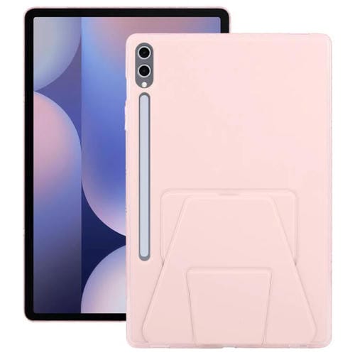 Funda plegable con soporte magnético y parte trasera de cuero acrílico para Samsung Galaxy Tab S10+/S9+ (rosa)