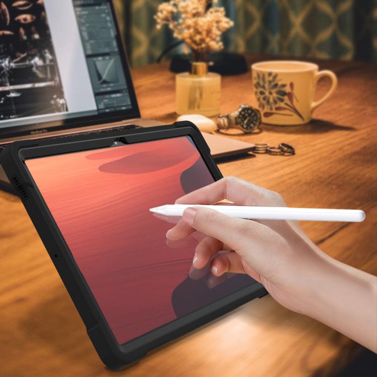 Funda híbrida de silicona a prueba de golpes para Samsung Galaxy Tab S10 FE+ con soporte (negra)