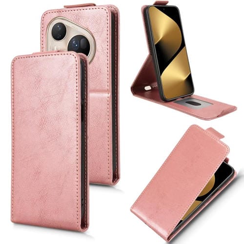 Funda magnética de cuero con tapa vertical y hebilla para Huawei Pura 80 Pro 5G (oro rosa)