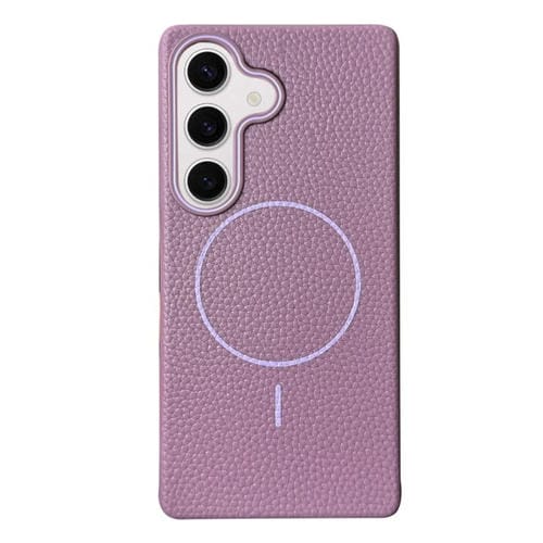 Funda de TPU con textura de lichi MagSafe para Samsung Galaxy S24 FE 5G (morado atardecer)