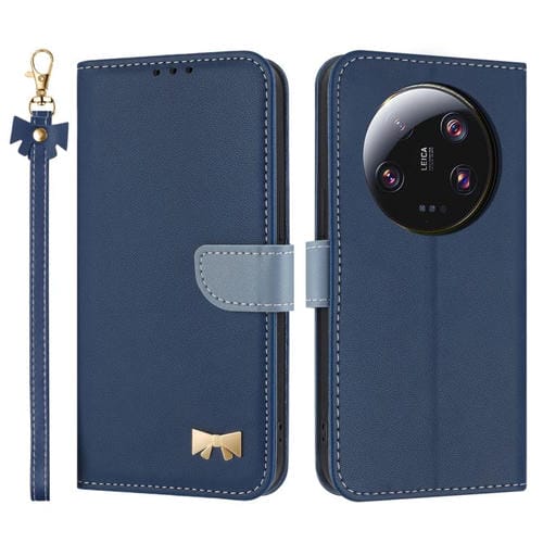 Funda de cuero con lazo metálico y correa para Xiaomi 13 Ultra (azul oscuro)