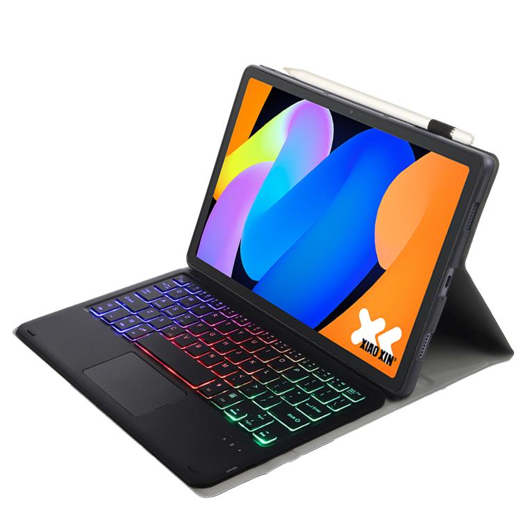Funda ultrafina de cuero con teclado Bluetooth, retroiluminación desmontable y panel táctil para Lenovo Xiaoxin Pad 11 2025 AM31-AS (negro)