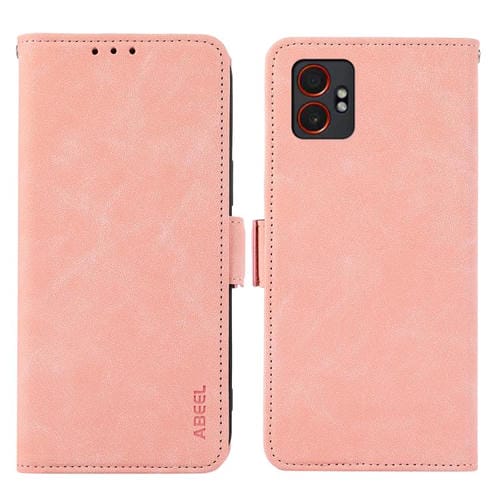 Funda de cuero magnético ABEEL con protección RFID para Samsung Galaxy XCover7 Pro (rosa)