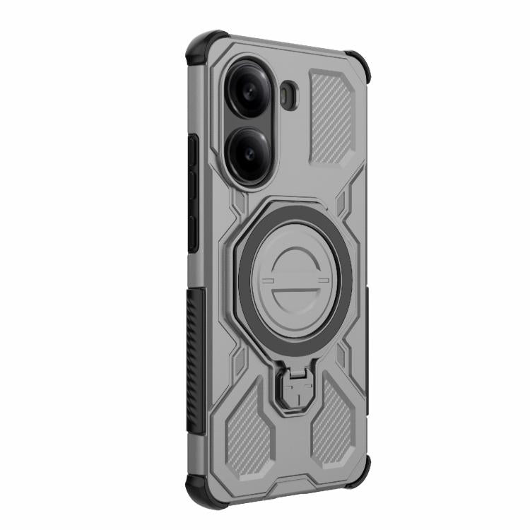 Funda magnética de TPU y PC MagSafe de color sólido para Redmi Turbo 4 5G J-20 (gris)