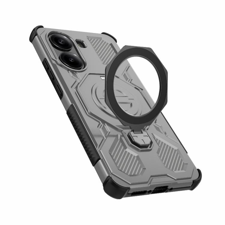 Funda magnética de TPU y PC MagSafe de color sólido para Redmi Turbo 4 5G J-20 (gris)