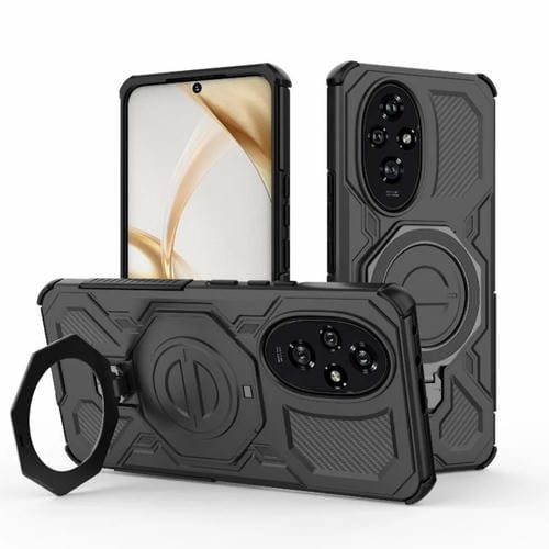 Funda magnética de TPU y PC para Honor 200 5G J-20 (color sólido, MagSafe) (negro)