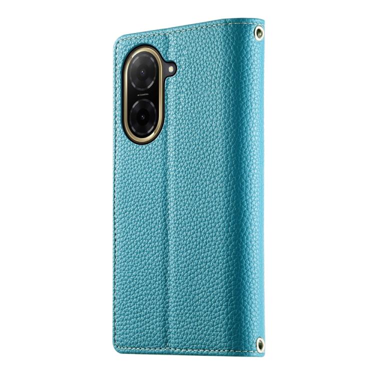 Funda de cuero con cremallera para Redmi A5 4G (171,7 mm) y Xiaomi Poco C71, con costuras, múltiples tarjetas y correa corta (azul)