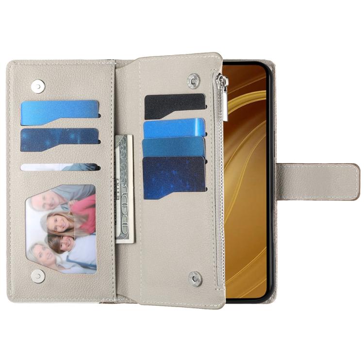Funda de cuero con cremallera para Redmi A5 4G (171,7 mm) y Xiaomi Poco C71, con costuras, múltiples tarjetas y correa corta (azul)