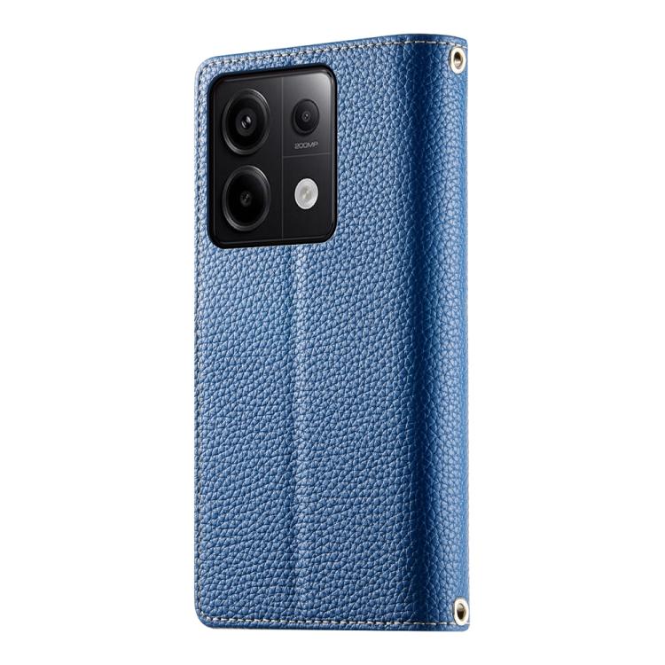 Funda de cuero con cremallera para Redmi Note 13 Pro / Xiaomi Poco X6, con costuras, para múltiples tarjetas y correa corta (azul oscuro)