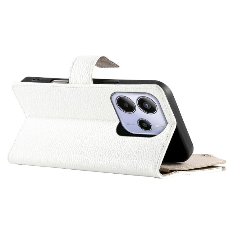 Funda de cuero con cremallera para Redmi Note 14 4G, 163,25 mm, con múltiples tarjetas y correa corta (blanca)