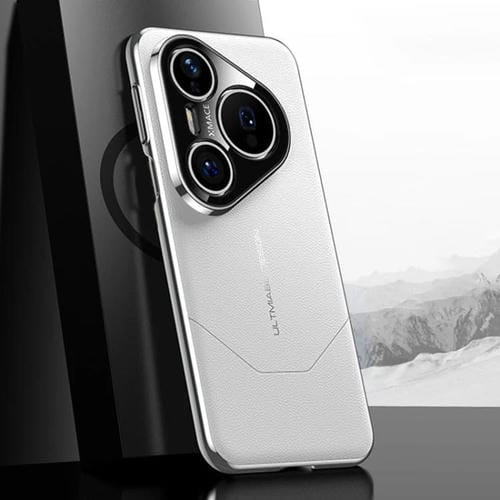 Funda premium con diseño de imitación galvanizada para Huawei Pura 80 Pro Ultra 5G (blanca)