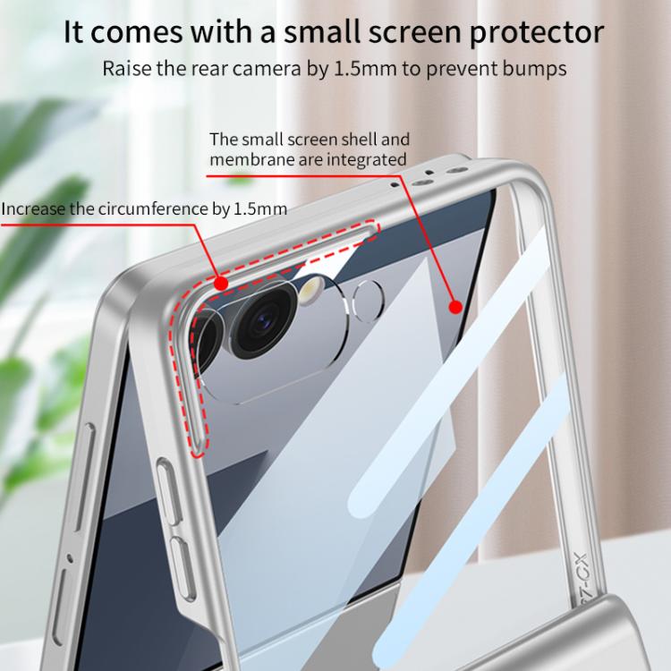 Funda con tapa magnética de cobertura total para Samsung Galaxy Z Flip7 5G con película HD integrada GKK (naranja)