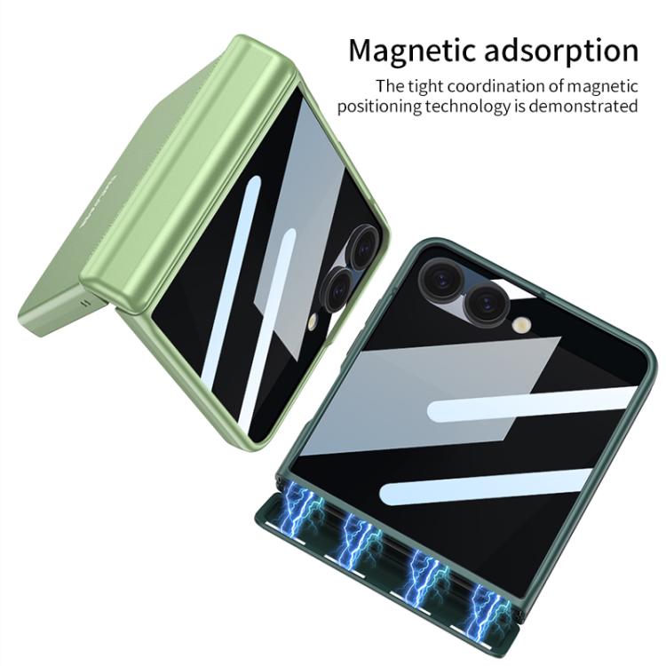 Funda con tapa magnética de cobertura total para Samsung Galaxy Z Flip7 5G con película de privacidad integrada GKK (naranja)
