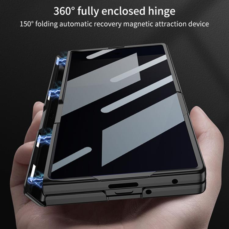 Funda plegable magnética con película de privacidad integrada GKK para Samsung Galaxy Z Fold7 5G (rojo vino)