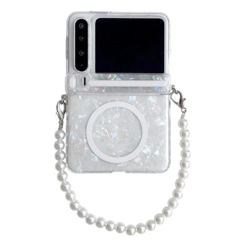 Funda MagSafe con hebilla lateral y textura perlada para Huawei Pura X (beige)