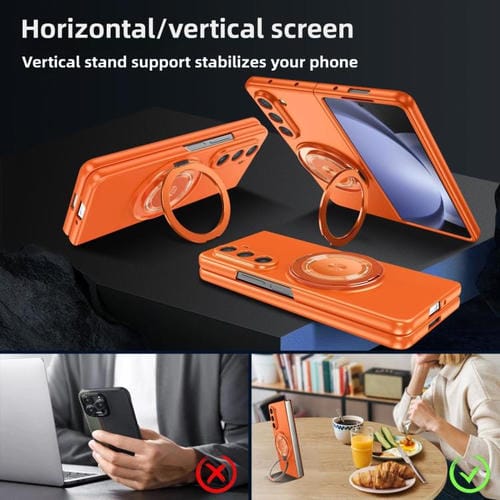 Funda para Samsung Galaxy Z Fold6 con soporte giratorio MagSafe Kalebol para PC (naranja)