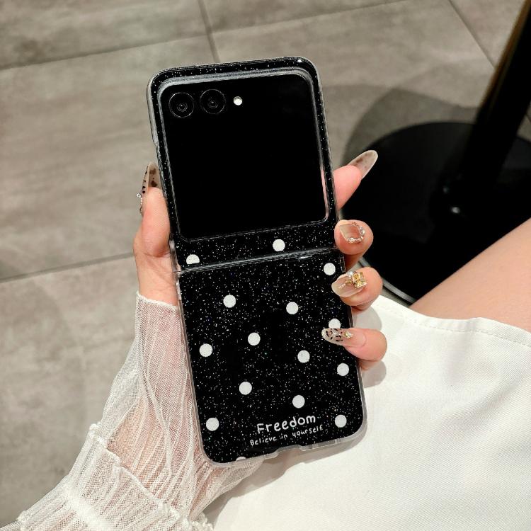 Funda para Motorola Razr 60/Razr 50 con diseño de puntos brillantes (negra)