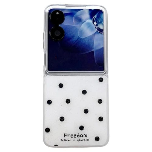 Funda para Xiaomi Mix Flip con purpurina y puntos (blanca)