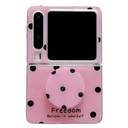 Funda con soporte para Huawei Pura X con diseño de puntos brillantes (rosa y rojo)