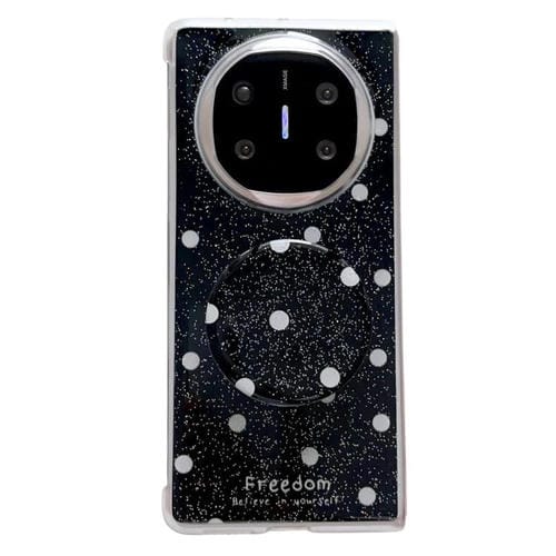 Funda con estampado de puntos brillantes y soporte para Huawei Mate X6 (negra)