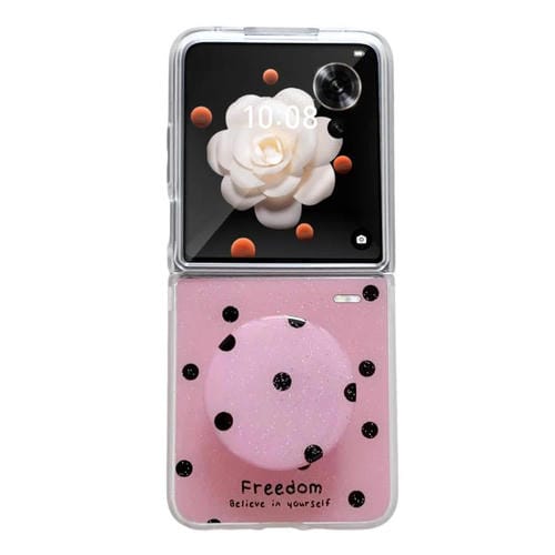 Funda para teléfono con purpurina y puntos para Honor Magic V Flip (rosa y rojo)
