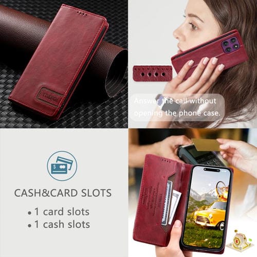 Funda de cuero magnético con textura retro RFID TTUDRCH para Motorola Edge 60 Pro (roja)