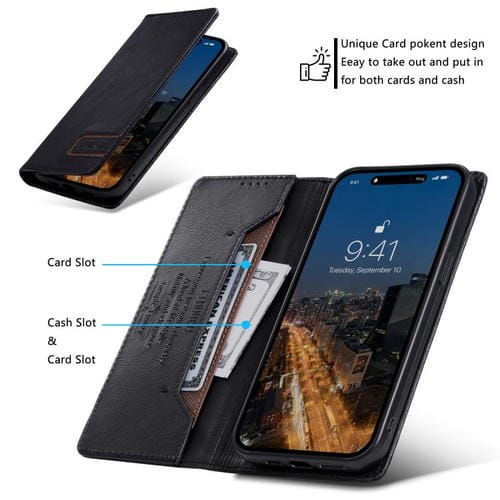 Funda de cuero magnético con textura retro RFID TTUDRCH para Motorola Edge 60 Pro (negro)