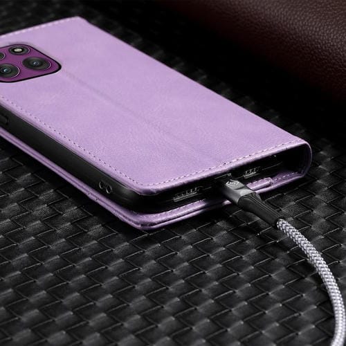 Funda de cuero magnético con textura retro RFID TTUDRCH para Motorola Edge 60 Pro (morado)