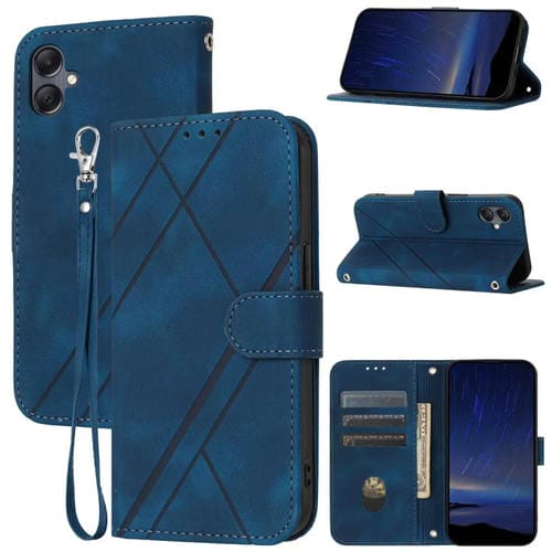 Funda de cuero con relieve y cordón para Samsung Galaxy A07 4G / A06 4G (azul)