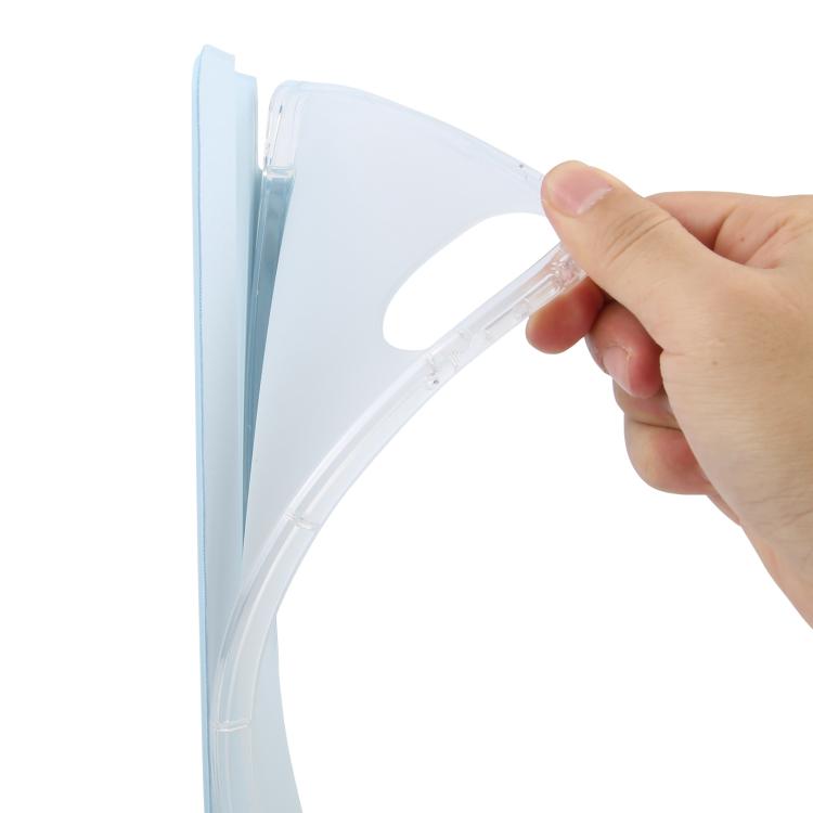 Funda de cuero inteligente de TPU transparente de 3 pliegues para Xiaomi Redmi Pad 2 con ranura para bolígrafo (azul hielo)