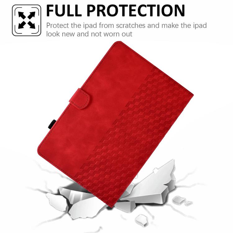 Funda de cuero con relieve rombos para Xiaomi Redmi Pad 2 (roja)