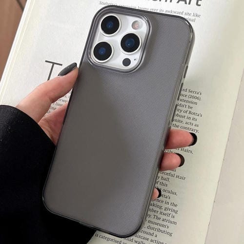 Funda de TPU transparente y cómoda para iPhone 16 Pro Max (negra)