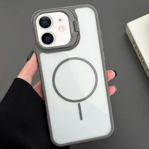 Funda magnética MagSafe para iPhone 11 con soporte para lente de PC (gris)
