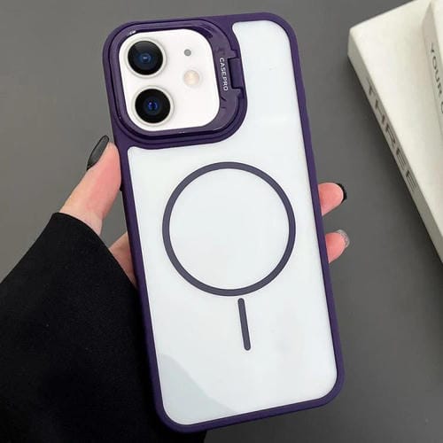 Estuche magnético MagSafe para iPhone 11 con soporte para lente de PC (morado)
