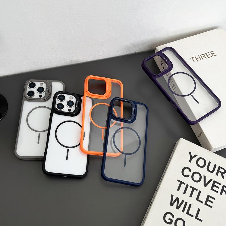 Funda magnética MagSafe para iPhone 12 Pro Max con soporte para lente de PC (gris)