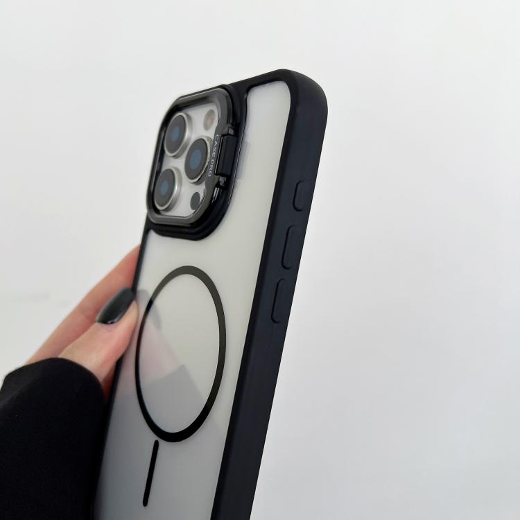 Funda magnética MagSafe para iPhone 12 Pro Max con soporte para lente de PC (negro)
