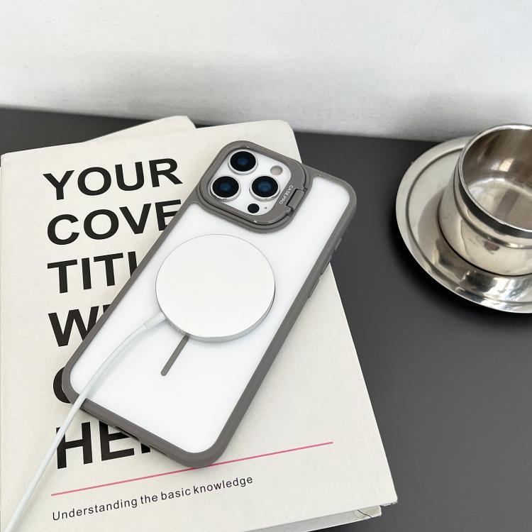Funda magnética MagSafe para iPhone 15 Plus con soporte para lente de PC (naranja)