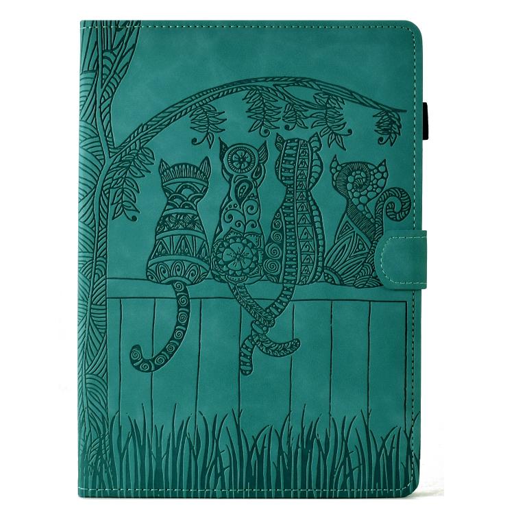 Funda de piel con relieve de gato para Xiaomi Redmi Pad 2 (azul claro)