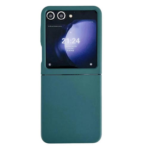 Funda de PC con ventana grande y tacto suave para Samsung Galaxy Z Flip6 (verde oscuro)