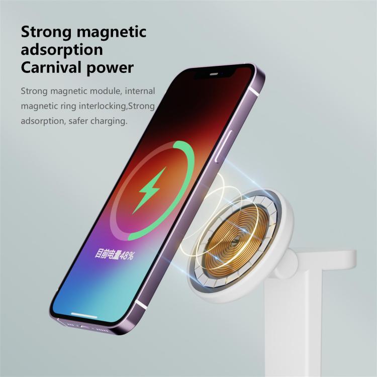 Cargador inalámbrico magnético 3 en 1 H63 de 15 W (blanco)
