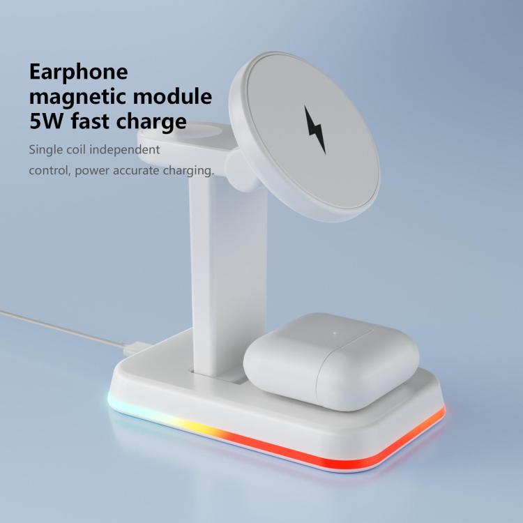 Cargador inalámbrico magnético 3 en 1 H63 de 15 W (blanco)